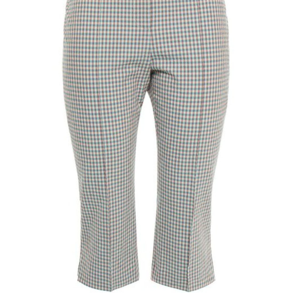 Veronica Beard Cropped Gingham Seersucker Pants - Picture 3 of 4